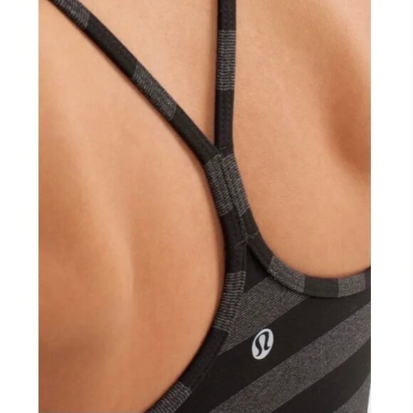 Lululemon Power Y Tank Black Micro Macro Stripe US 8 - Picture 2 of 2